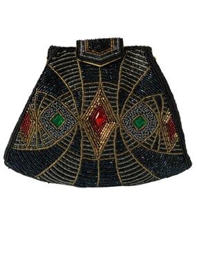 Vintage Henry Birks Beaded Art Deco Evening Clutch, no strap
